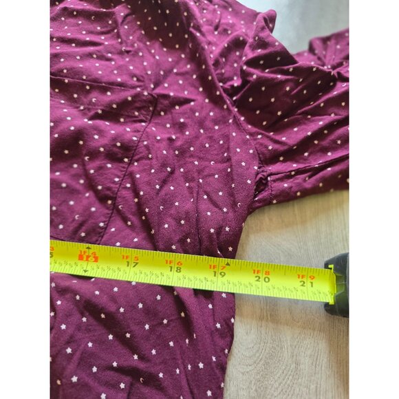 Sonoma Womens Burgundy Tiny Moon & Stars Button-Up Henley Size L - Picture 7 of 7
